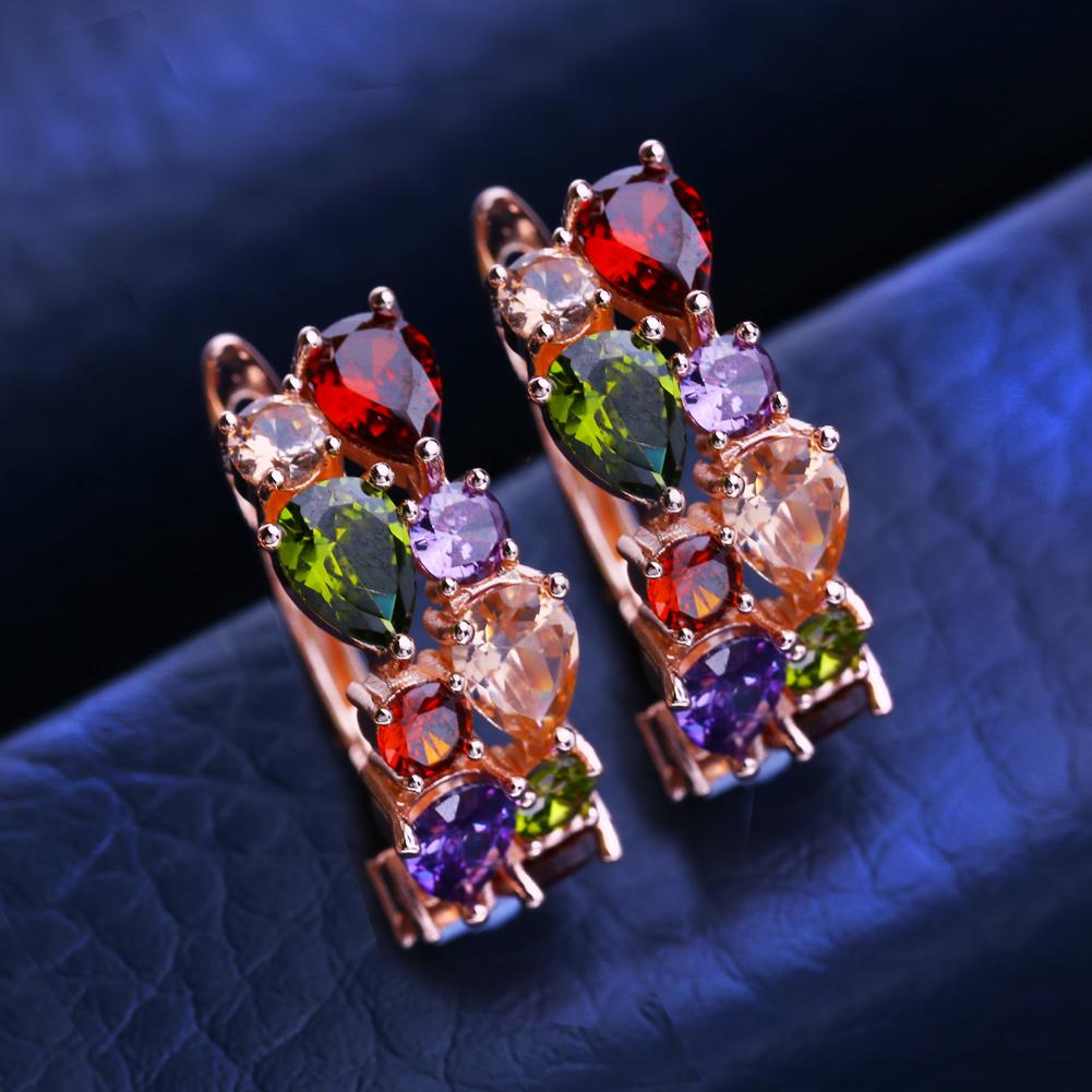 KNIKOO Clip Earrings For Women Cubic Zirconia Fashion Hoop Stud Earrings Jewelry For Wedding Party Gifts