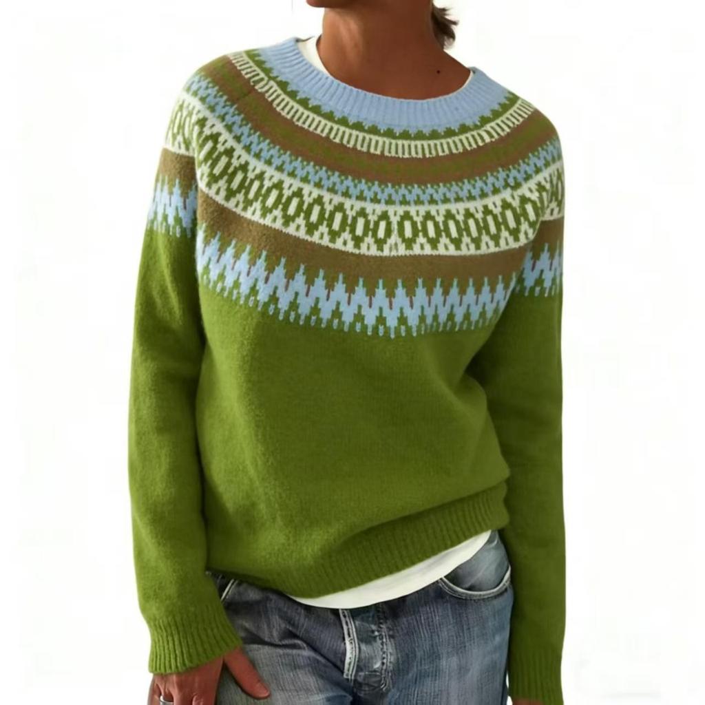 Европейский и американский осенне-зимний женский объемный жаккардовый свитер из акрила