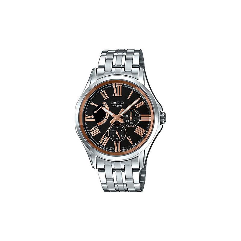 Casio Водонепроницаемый Отображение даты Кварцевый механизм Стальной ремешок Японские и корейские часы Мужские часы Черный циферблат MTP-E311DY-1AVDF