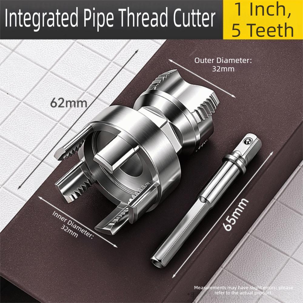 5 Tooth Pipe Threading Tool Hex Shank Internal External Threader Plumbing Maintenance
