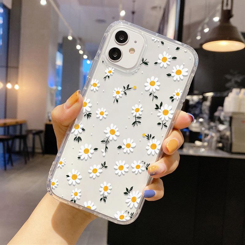 Цветочный чехол для iPhone 17 Pro Чехол iPhone 14 15 13 11 12 16 Pro Max Air 7 8 Plus XR SE Мягкий силиконовый прозрачный чехол