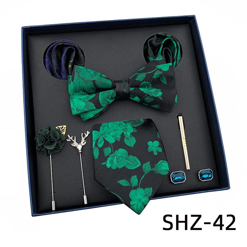 Men'S Tie Light Luxury Gift Box Wedding Tie Bow Tie Pocket Towel Brooch Cuffs Father'S Day Gift Box