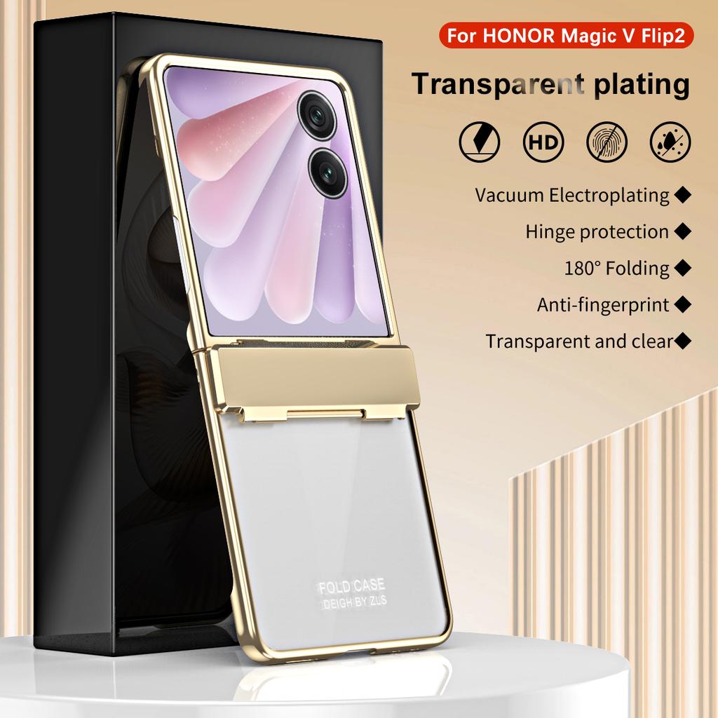For Honor Magic V Flip 2 Case Electroplating PC Folding Phone Cover