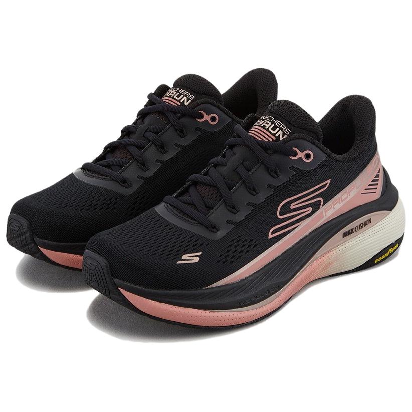 Skechers Максимальная амортизация Пропульсивные SP0WRCE Y083 Удобные Универсальные Прочные Легкие Низкие Повседневные Беговые Кроссовки Женские кроссовки Черные 128901-BKRG