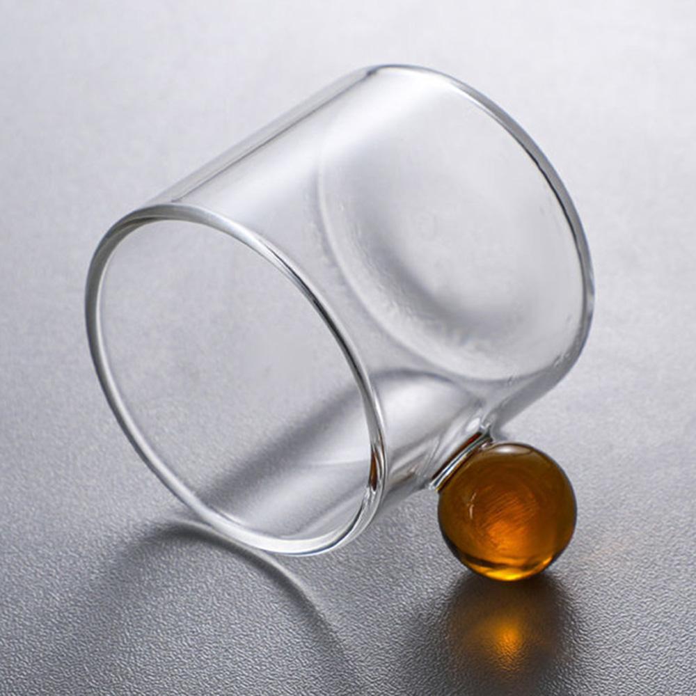 110ml Espresso Cups Small Cup Home Glass Ball Handle Coffee Cup Tea Water Cup Heat Resistant Glass Teacups Juice Mug Table Decor