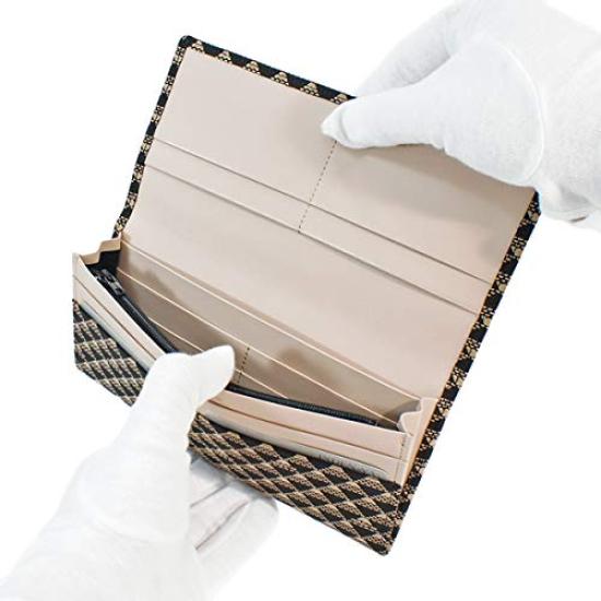 Inden Long Wallet with Coin Deerskin Fuji Black Background X White Lacquer [Indenya] Purse, Takane, Mt. Pattern, 2808-11