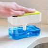 Durable Plastic Kitchen Soap Dispenser Set with Sponge Holder and Bonus Sponge for Home Cleaning