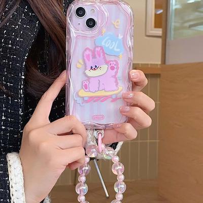 Ins браслет кролик крутой кролик розовый чехол для телефона для Iphone 11 12 Promax 14 Pro Max 13promax мультфильм милая задняя крышка Капа