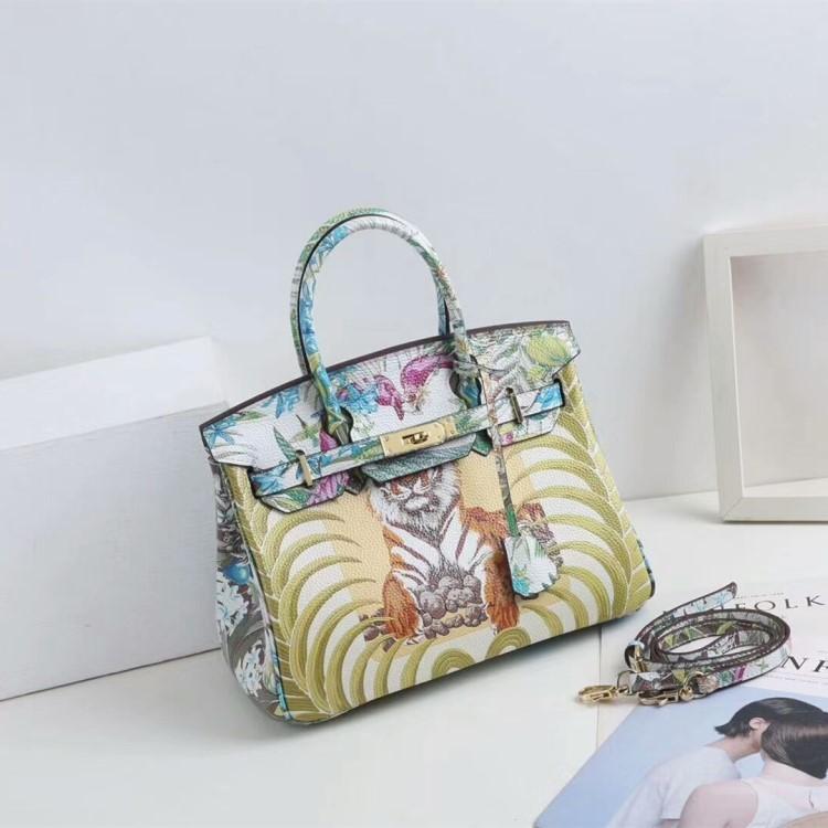 Новая модель 2025 года, окрашенная сумка, женская сумка из натуральной кожи первого слоя, портативная сумка через плечо, персонализированный узор с животными