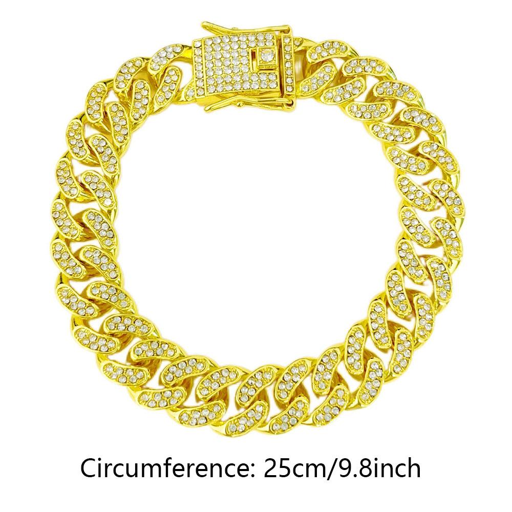 25Cm Bling Necklace Gold-Plated Cuban Chain Pet Collar For Cat Dog