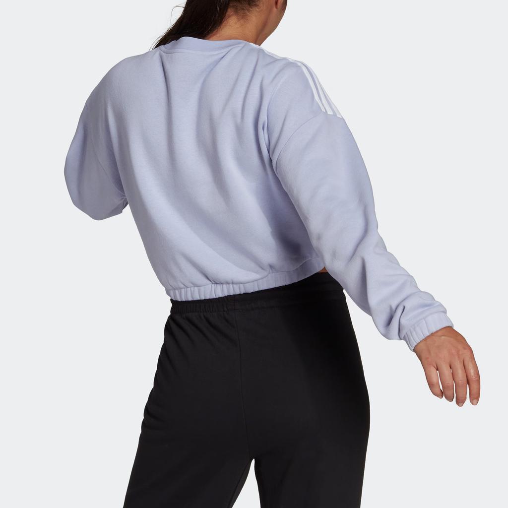 Adidas Crop Crew Neck Long Sleeve Sweatshirt Women Tops Light-Purple HF4154