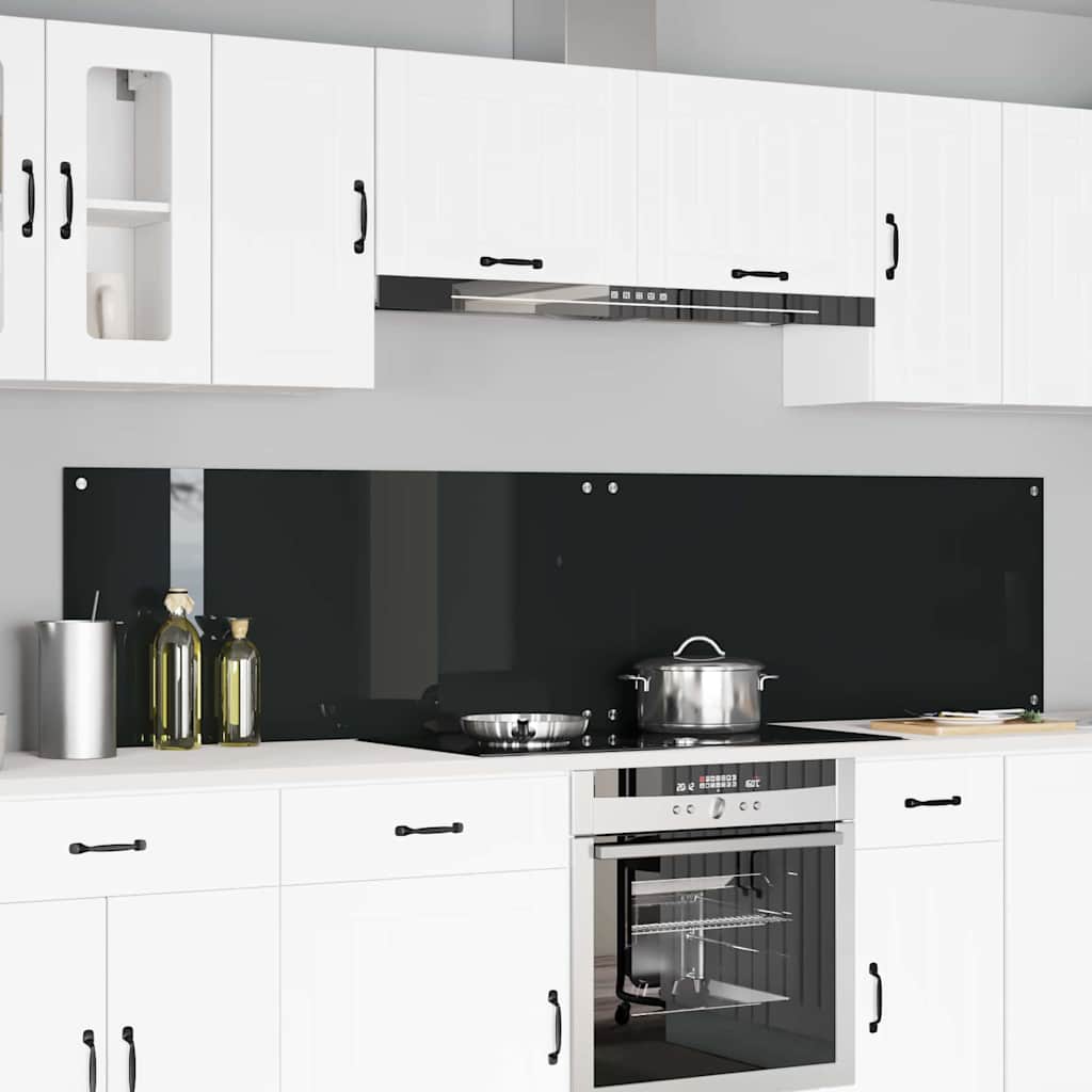Kitchen Splashback 2 pcs Black 110 x 50 cm Tempered Glass