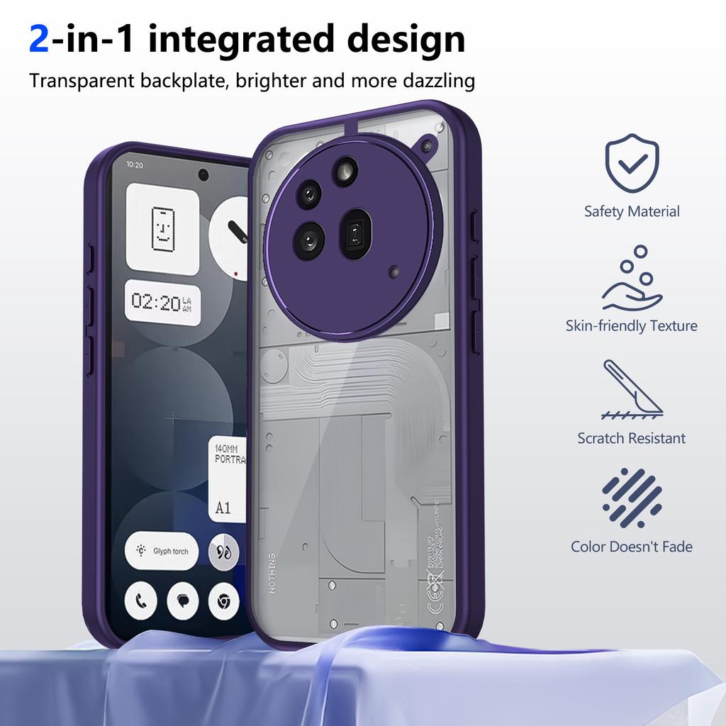 Чехол для Nothing CMF Phone 1 2 2a 3 3a Pro Plus Защита камеры Мягкий матовый ТПУ Жесткий поликарбонат Прозрачная задняя панель Гибридный чехол с захватом