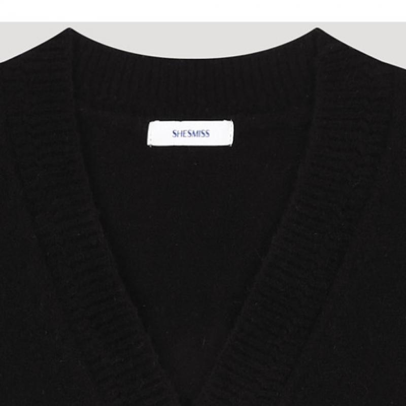 She S miss Карманный V-образный вырез Трикотажный жилет SSkVto42510 Bk