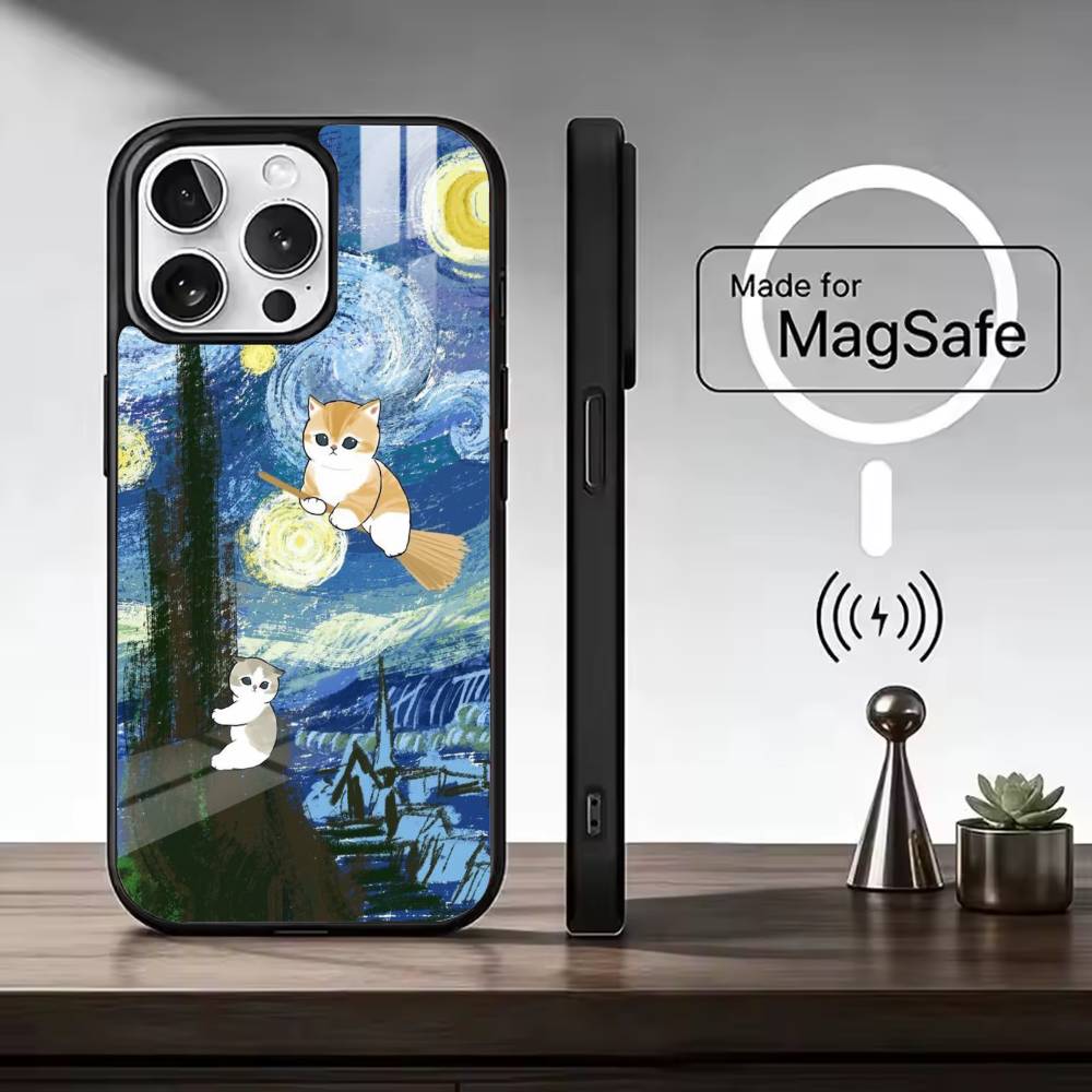 M-Mofusand Cat Cute Cartoon Phone Case For iPhone17,16,15,14,13,12,11 Plus,Pro Max, New Magnetic Wireless Charging