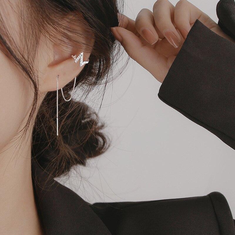 1 пара сережек-клипс из стерлингового серебра с волнистым сердцебиением для женщин, длинные серьги, свадебные украшения для вечеринок, новое поступление