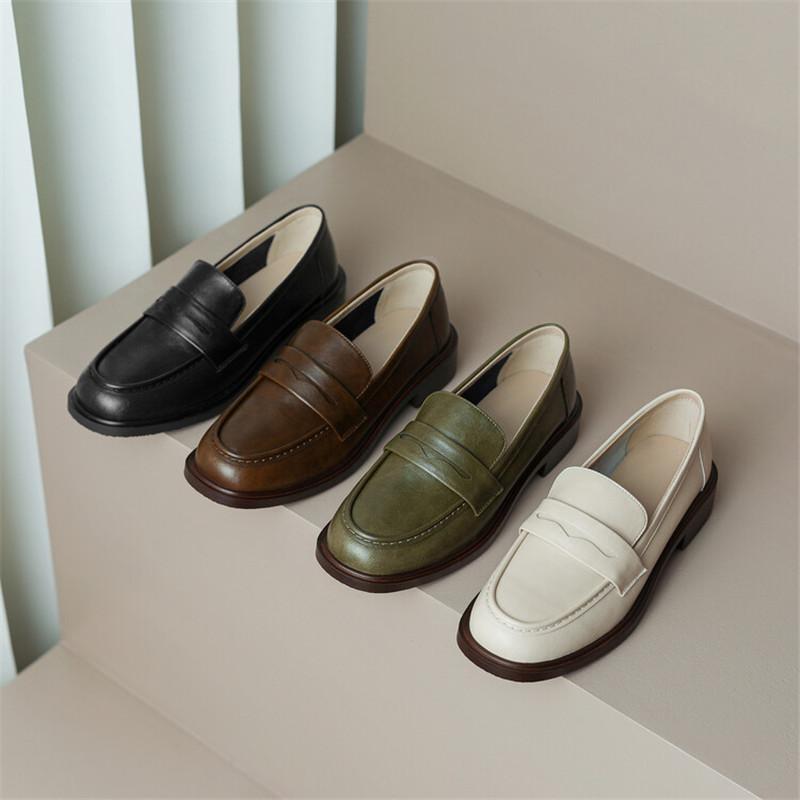 Модная весенняя женская обувь из коровьей кожи, повседневные лоферы с круглым носком, на толстом каблуке, слипоны для женщин, ретро женские туфли-лодочки, Zapatos De Mujer