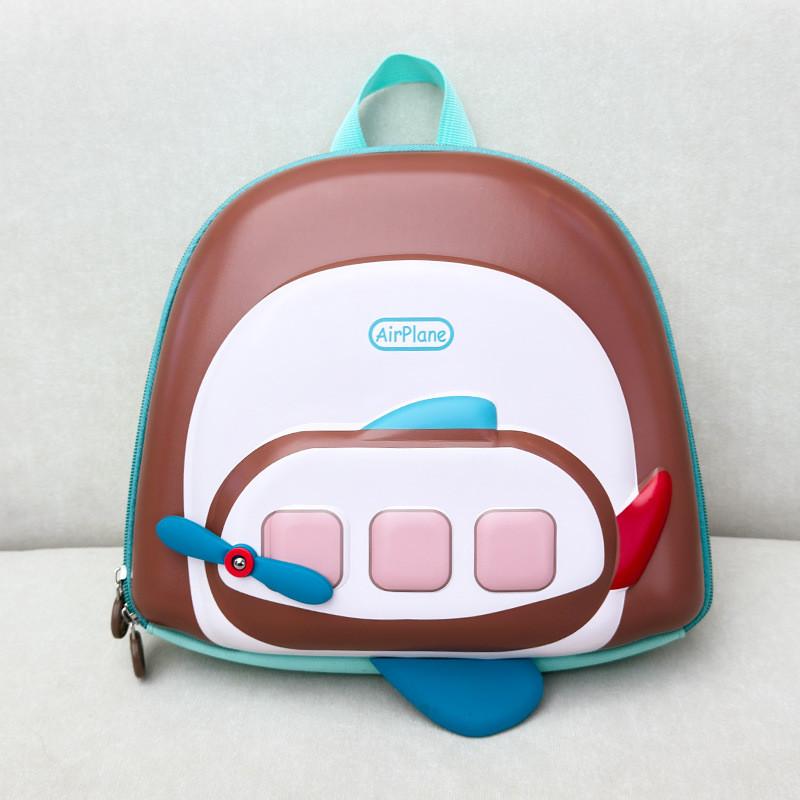 Toddler Double Shoulder Backpack With Cartoon Airplane Pattern And Padded Straps For Preschool