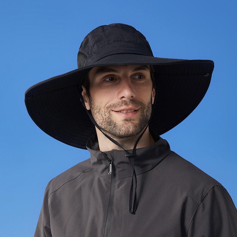 Летняя дышащая солнцезащитная шляпа рыбака с большими полями, мужская шляпа для альпинизма и рыбалки, солнцезащитная шляпа