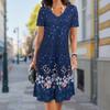 Летняя мода женские V-образный вырез короткий рукав цветочный принт платье сексуальные короткие юбки платья