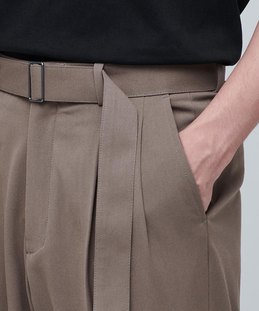 MUSINSA STANDARD Real Wide Belted Slacks [Dusty Beige]