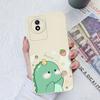 Чехол для телефона Vivo Y91C Y02S Y11 Y12 Y33 Y16 Y20 Y31 Y22 Y35 Y33S Y51, защитный жидкий защитный чехол с милым динозавром, мягкие силиконовые чехлы для бампера Vivo