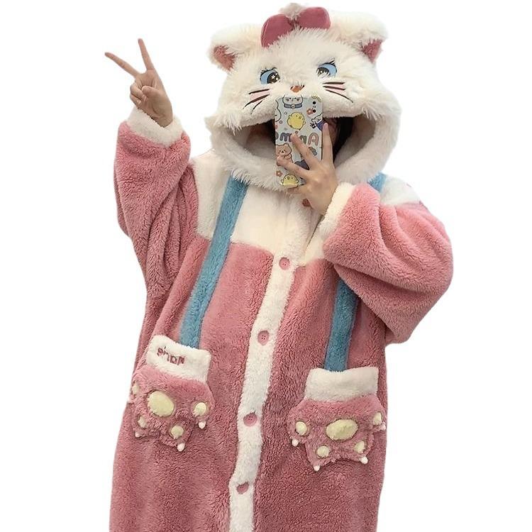 Adult Mary Cat Cosplay Costume Robe Onesie Anime Pajamas Halloween Cartoon Pajamas