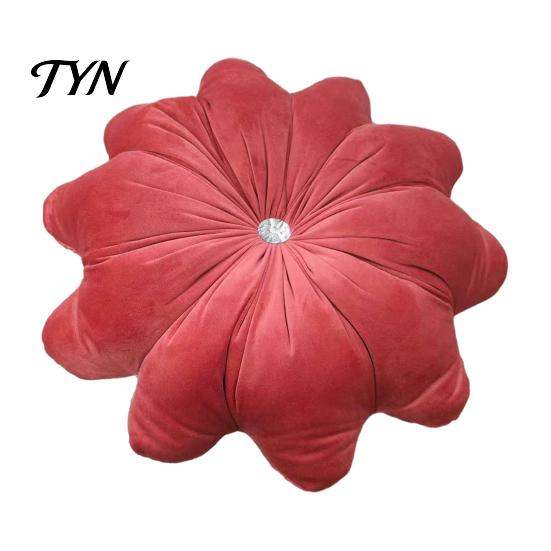 Round Flower Throw Pillow Pillow, 18 Inch Decorative Floral Cushion, Velvet Pillows for Birthday Gifts with Rhinestone Accent Sofa Couch Bed