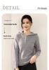 Women's 100% Pure Wool Half-Zip Hooded Sweater with Gold Buttons - New Autumn/Winter Fashion
