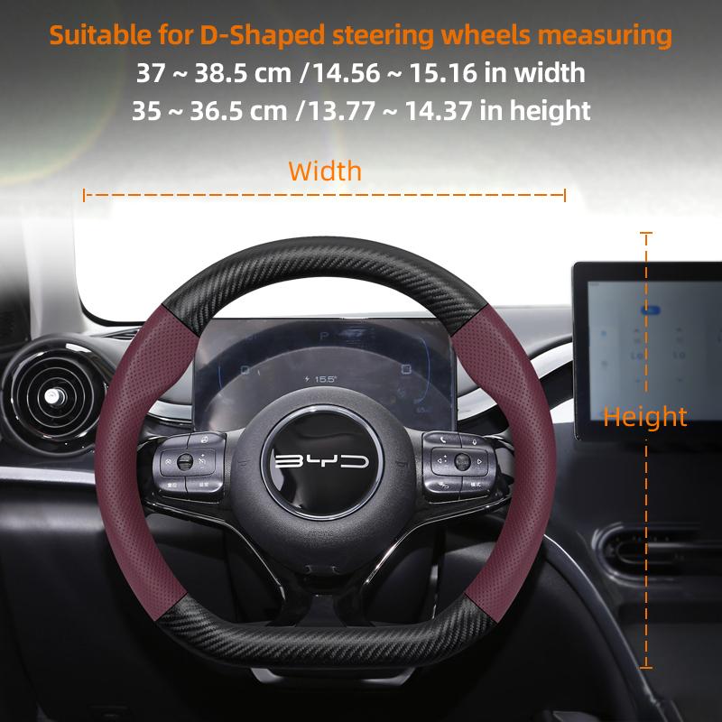 Suitable for Byd Breathable Leather Matte Carbon Fiber Texture Steering Wheel Cover Suitable for Dolphin Mini Seal Atto 3 King Shark 6 Song njbwy33