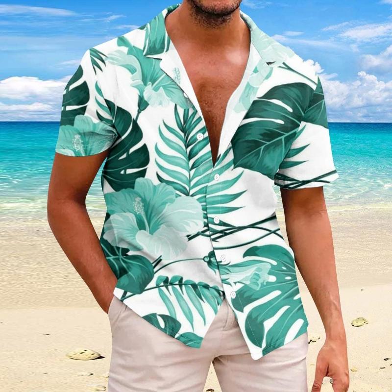 Beach Flower Men's Shirt 3d Print Hawaiian Short Sleeve Shirts For Men Summer Casual Shirt Loose Oversized Short Sleeve Tops