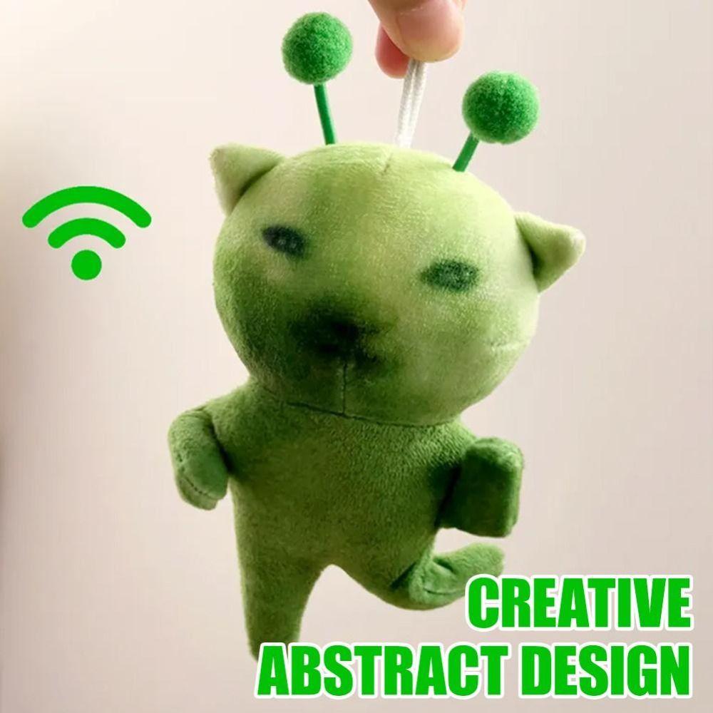 Poseable Green Alien Cat Plush Toy Deformable Bag Charm Anime Fans Gifts