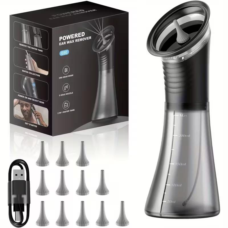 Rechargeable Ear Cleaner for Removing Earwax Integrated Dry and Dirty Storage Replaceable NozzleVisual Sewage Recovery Window