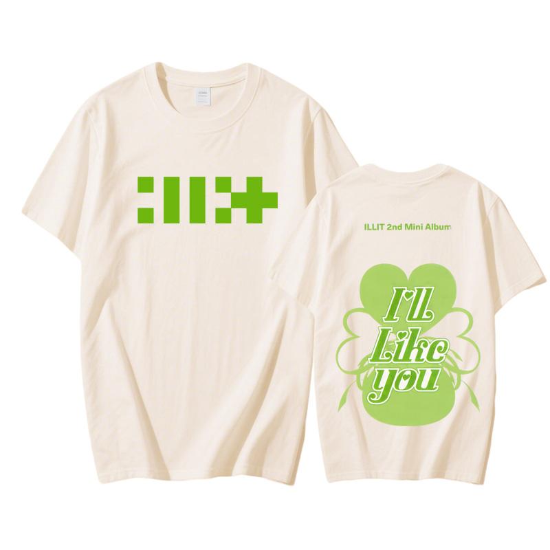 Футболки ILLIT Топы 2025 Графическая печать 100% Котто Футболка на лето Хлопковая модная футболка Женская Мужская одежда Высокое качество