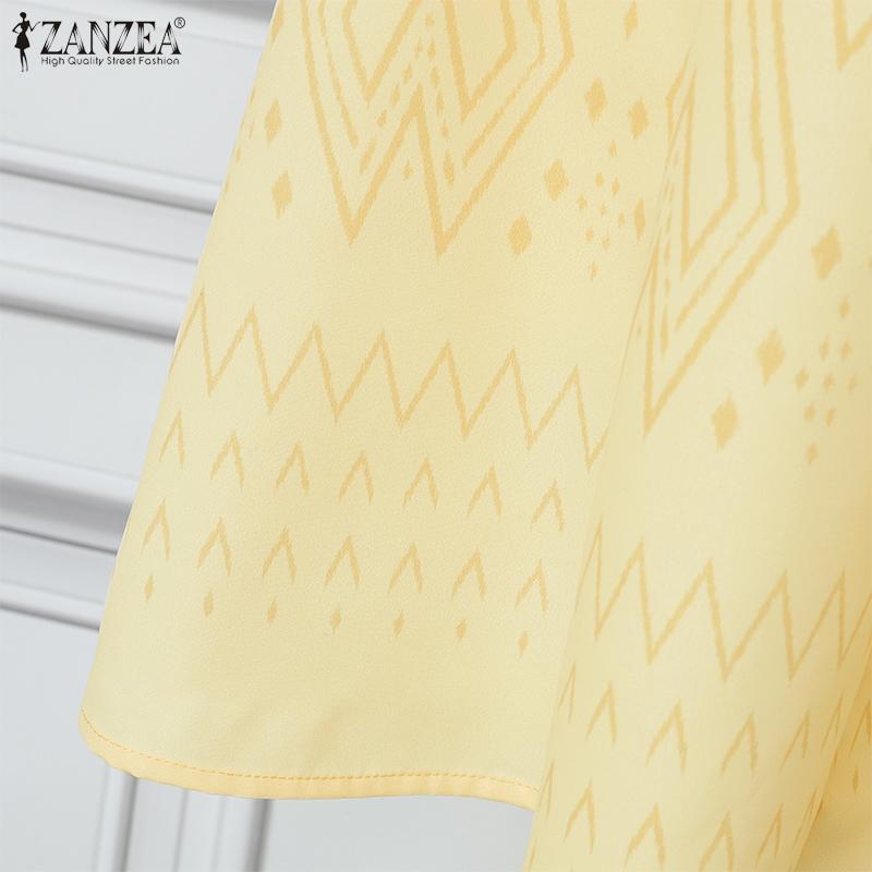 ZANZEA Women Casual Round Neck Summer Short Sleeve Print Dress