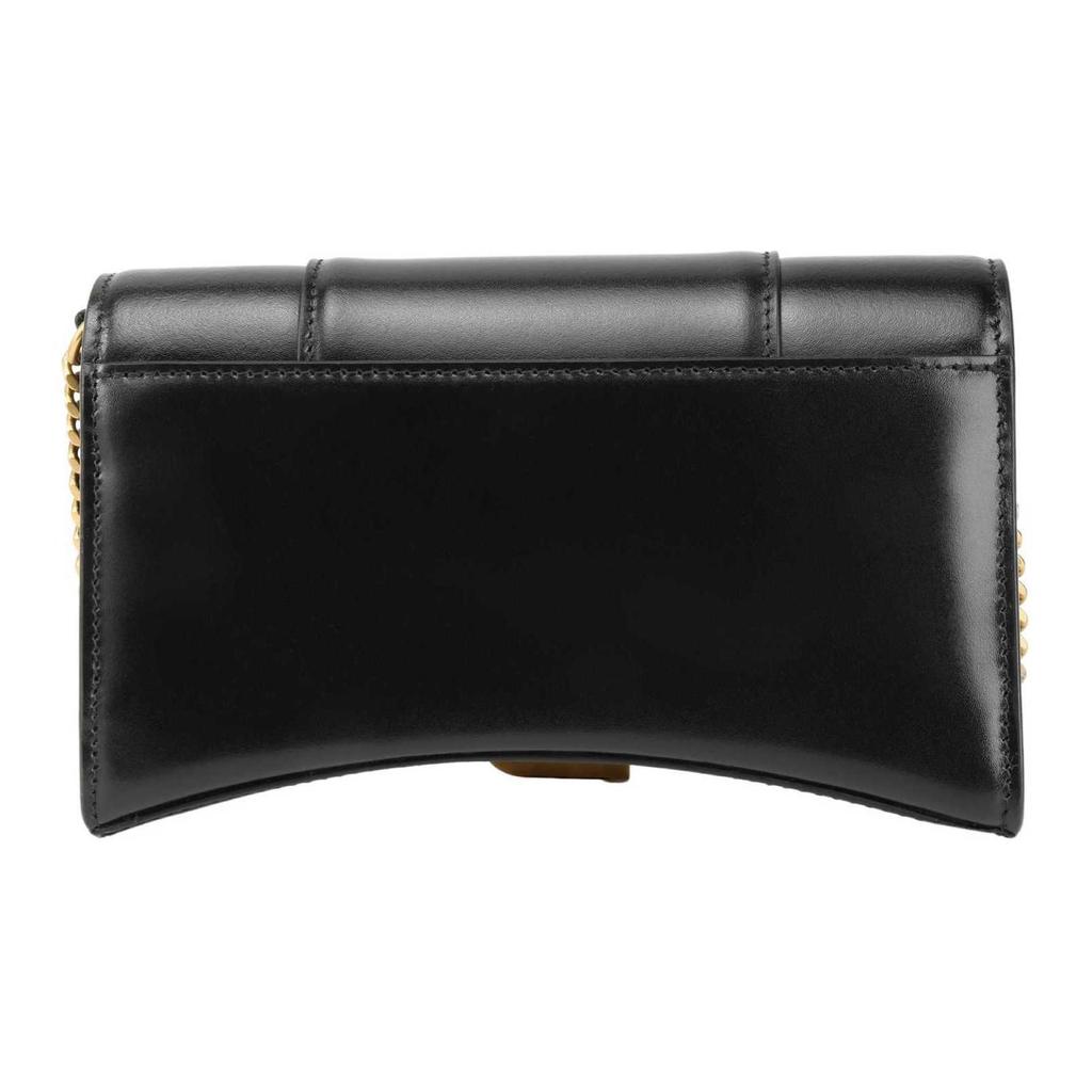 Balenciaga Hourglass Bag With Gold Chain And Internal Zipper Pocket In Calfskin Mini Women bags Black 656050-1QJ4M-1000