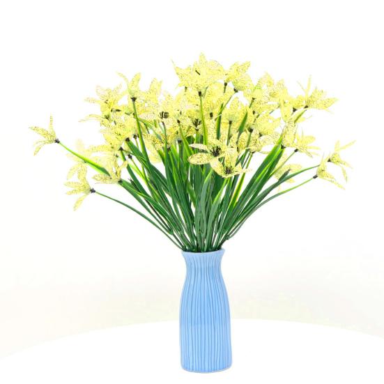 Моделирование растения, устойчивое к ультрафиолетовому излучению, не выцветает, низкие эксплуатационные расходы, 5 раздвоенных весенних трав, искусственные цветы, садовые украшения для дома