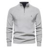 Men's Spring and Autumn Long Sleeved Half-zip Stand-up Collar Solid Colour Versatile Casual Jumper