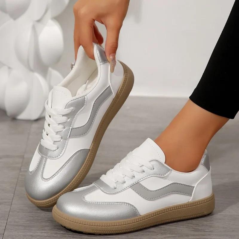 Обувь женская Лидер продаж, женская обувь на шнуровке, вулканизированная, осенняя, с круглым носком, разноцветная, плоская, повседневная, удобная, офисная женская обувь