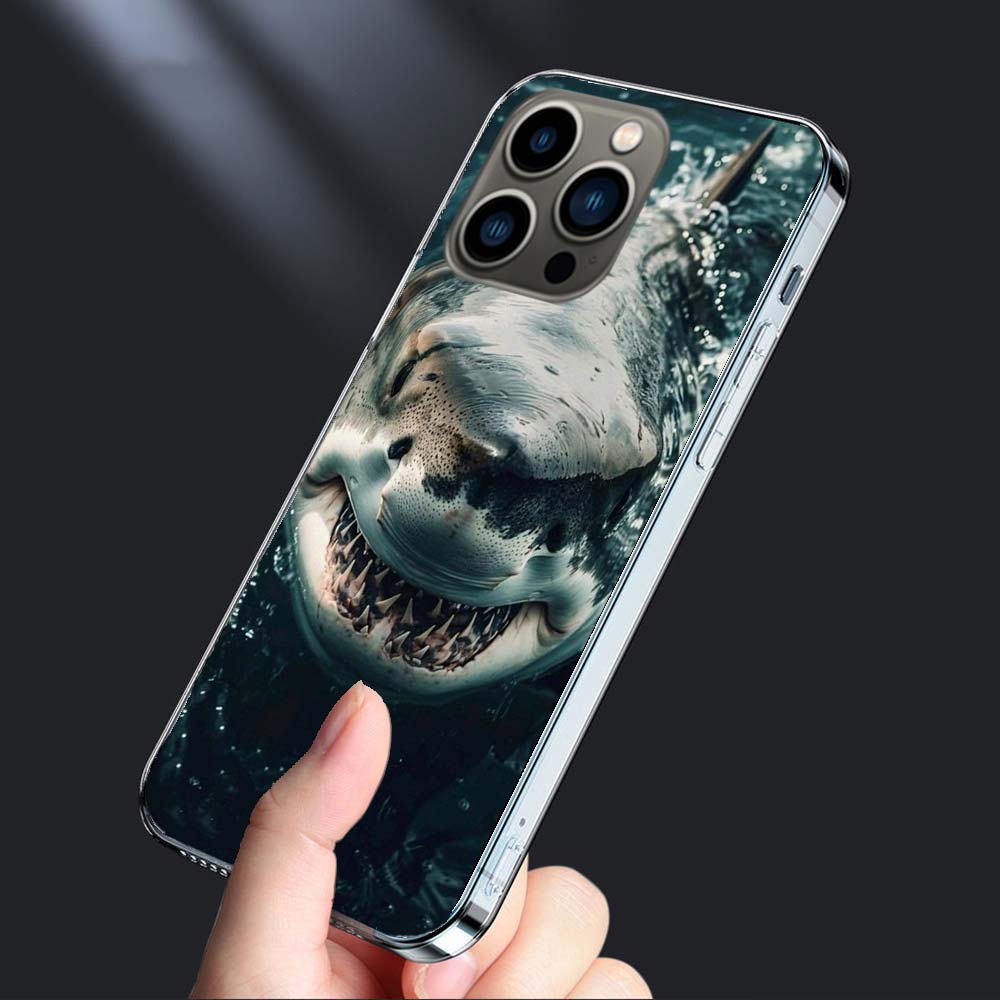 Чехол для телефона 'Пасть Глубоководной Злой Акулы' Для iPhone 16E 15 Pro 14 Plus 17E 16 17 Pro Max Air 11 12 13 Mini Ударопрочный