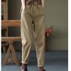 Women's Casual Elastic-Waist Trousers - Plush or Non-Plush, Solid Colors, Autumn/Winter Fashion, Long Harem Style