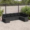 8-Piece Garden Sofa Set with Black Poly Rattan Cushions, 2-Seater Garden Sofa with Black Poly Rattan Cushions 3345823