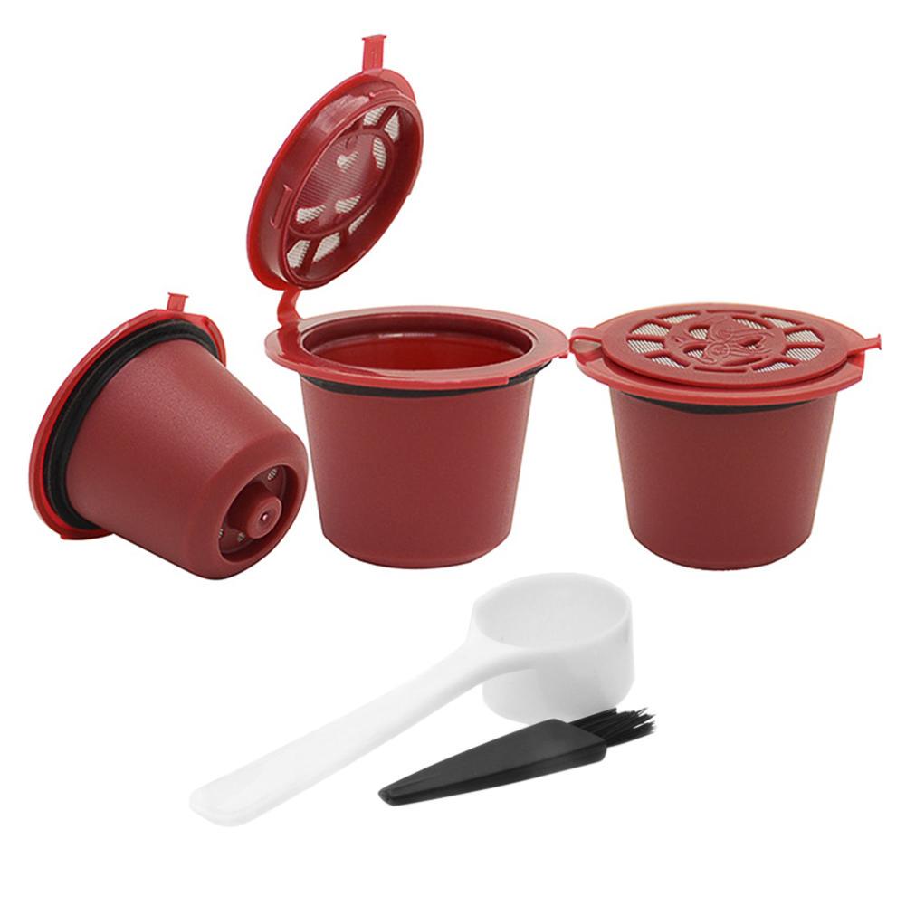 1/3Pcs Reusable Refillable for Nespresso Coffee Capsule With 1PC Plastic Spoon Filter Pod For Original Line Filters