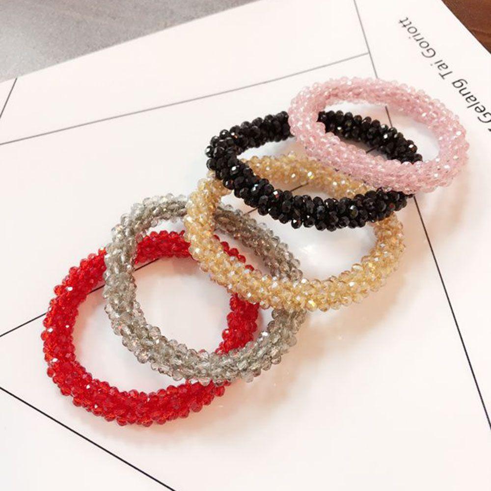 Sweet Cute Girls Fashion for Women Crystal Rubber Band Hair Rope Ponytail Holder Hair Ties
