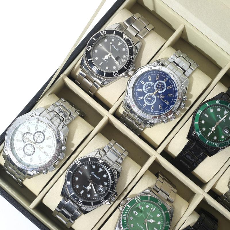 Кожаная коробка для хранения часов Простая футляр-витрина для часов из искусственной кожи с замком Подарочная упаковка для мужских часов Высококачественная коробка для часов