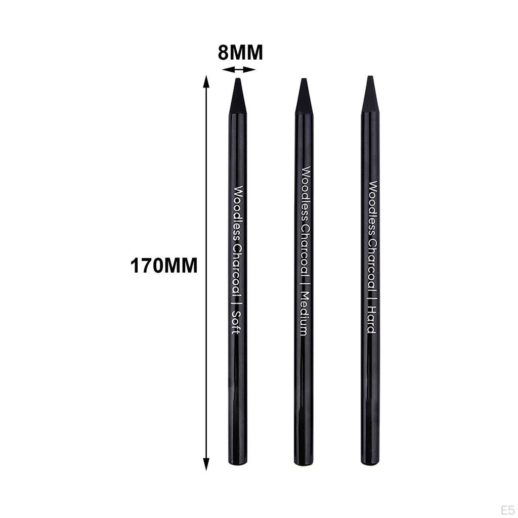 3 шт. угольные карандаши, принадлежности для художественной живописи, 4 мм, яркие ручки для рисования, эскиз, изюминка
