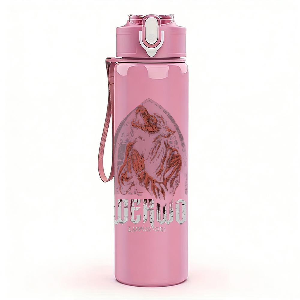 1PC Powerwolf Band Vintage Grunge Print 750ml colorful plastic sports water bottle leakproof pop up lid with straw for outdoor work home use
