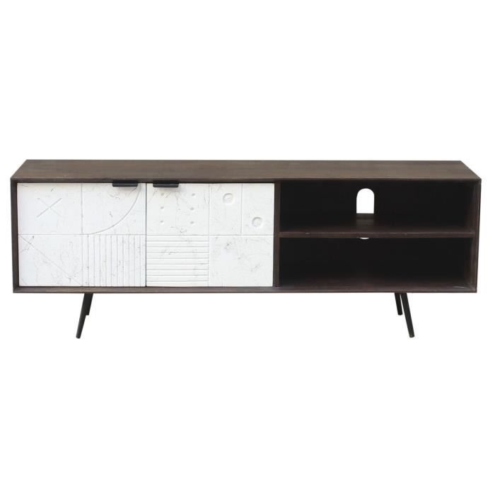 Meuble TV - Moderne - Manguier - 140 cm - Bois massif - Design contemporain