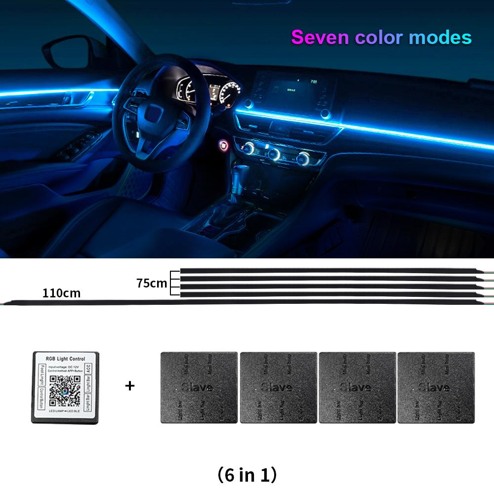 10/14/18 in 1 Led Car Ambient Lights 213 64 Color RGB Symphony Streamer Bluetooth Rainbow Acrylic Strips Atmosphere Lamp Kit 12V