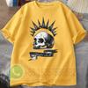 Футболка с принтом Misfit Skull Мужской спортивный костюм Хлопковые топы с коротким рукавом Свитшот с круглым вырезом Повседневная спортивная одежда Харадзюку Ретро Уличная одежда